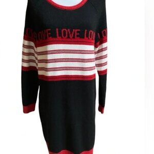SOHO NY Street Black and Red Striped Sweater Dress Large  NWOT
